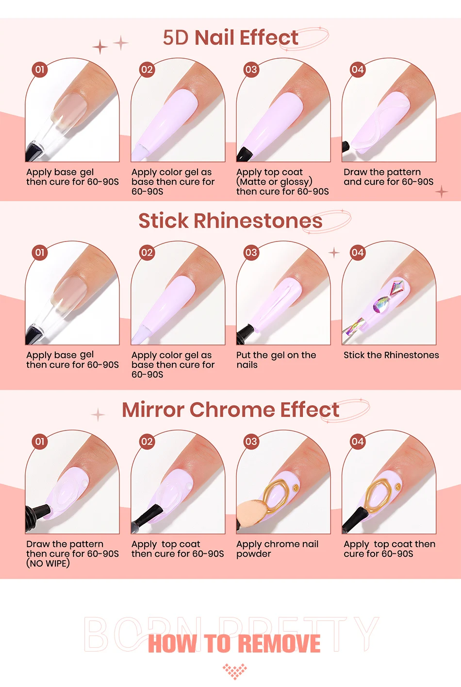 BORN PRETTY 1/2 Stück 8 ml 5D-Bildhauergel mit festem Spiegelpulver, DIY-Nagelprägegel zum Malen, Schnitzen von Nägeln – Detail 8