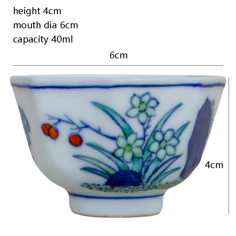 Imagem -05 - Jingdezhen Pintados à Mão Azul e Branco Copo Octogonal Antique Kung fu Tea Cup