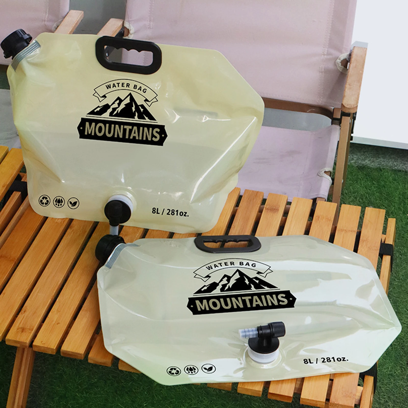 Saco de água dobrável portátil 8l tanque de água de grande capacidade para acampamento piquenique engrossado saco de água macia com torneira recipiente de água