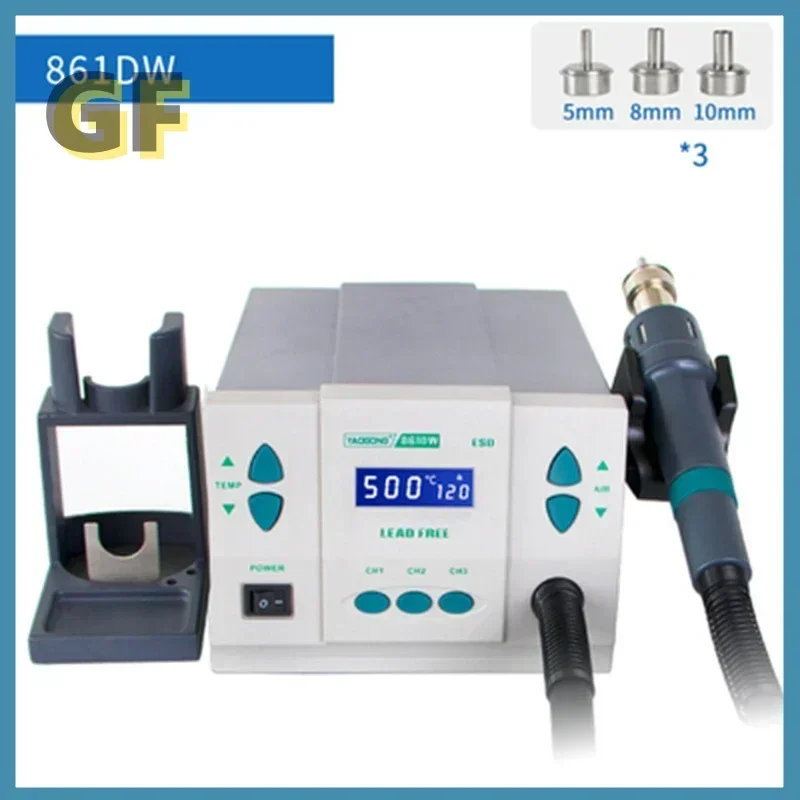 Original 1000W220/110V QUICK 861DW HeatGun Lead Free Hot Air Soldering Station Microcomputer Temperature Rework Station+3nozzle