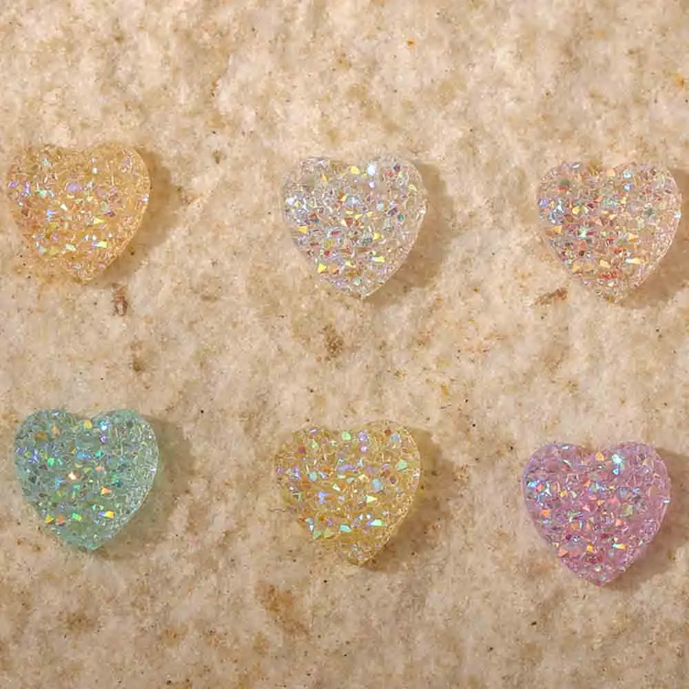 50Pcs Aurora Love Heart Nail Art Charms 3D Resin Summer New Glitter Love Candy Nail Decoration Korean Kawaii Nail Accessories