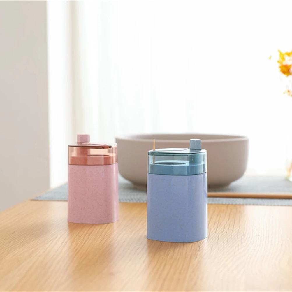 

Toothpicks Automatic Cartridge Dispenser Bucket Bottle Floss Case Blue Container Handmade Holders