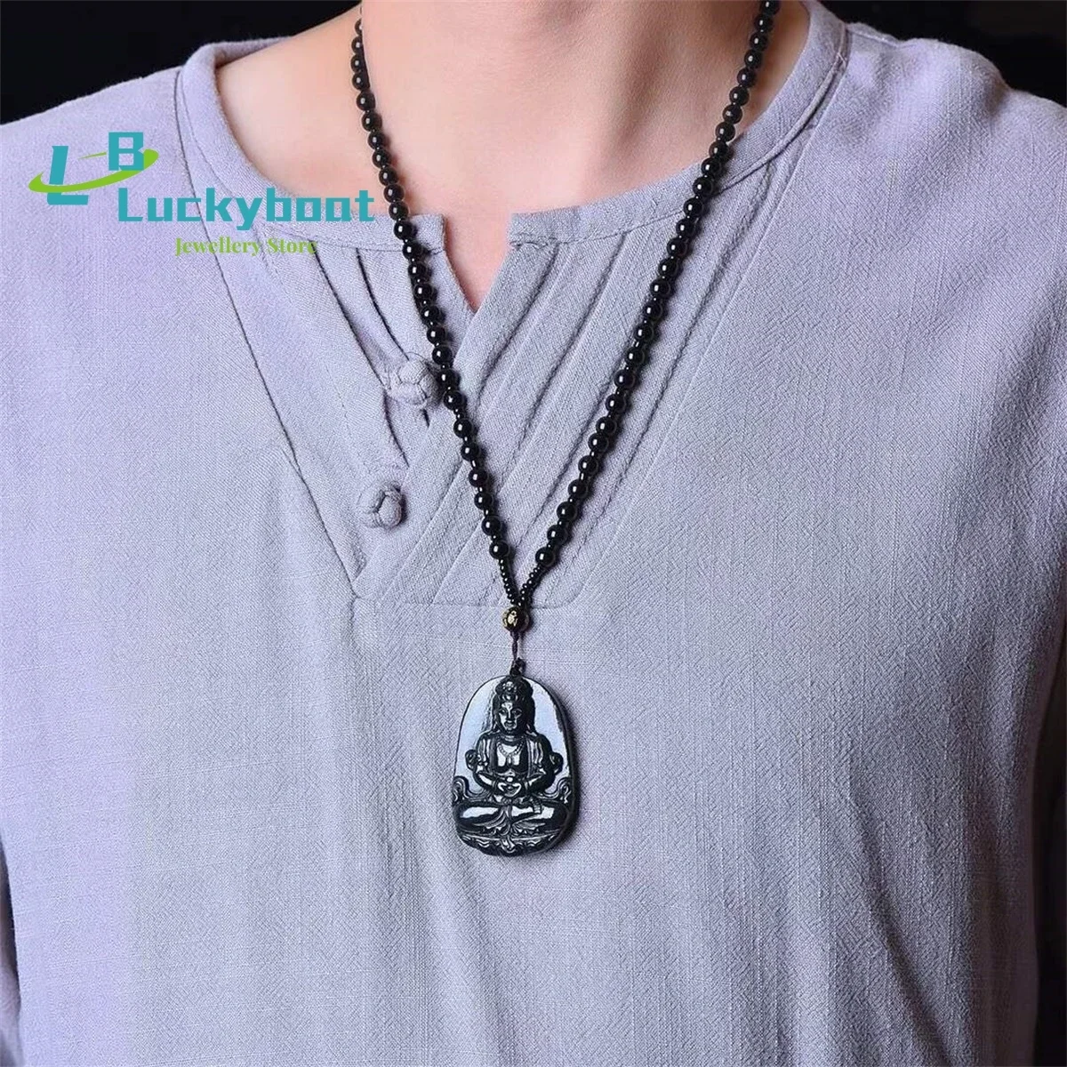 

Natural Hetian Qingyu Guanyin Pendant is Simple Elegant Personalized Exquisite Fashionable and Versatile for Men and Women