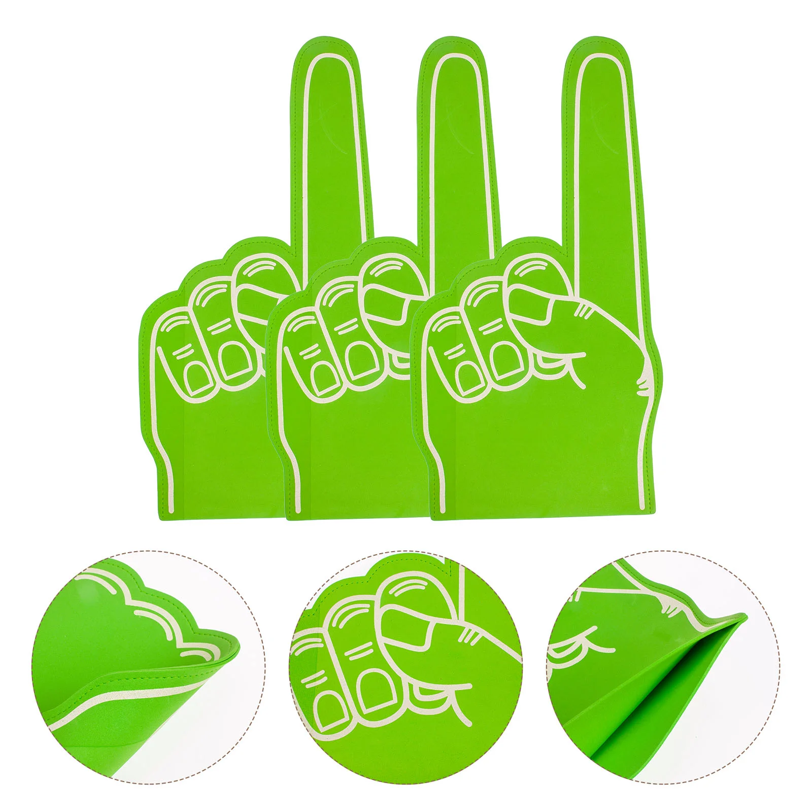 

3 Pcs Fan Foam Finger Cots Party Props Thing 4500X2300X050CM Cheerleading Light Green Football Decorations Child