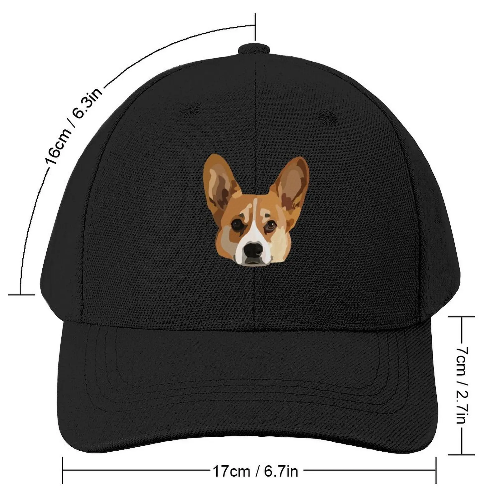 Corgi cut out Baseball Cap Golf Hat Man Big Size Hat Fluffy Hat Mens Women's