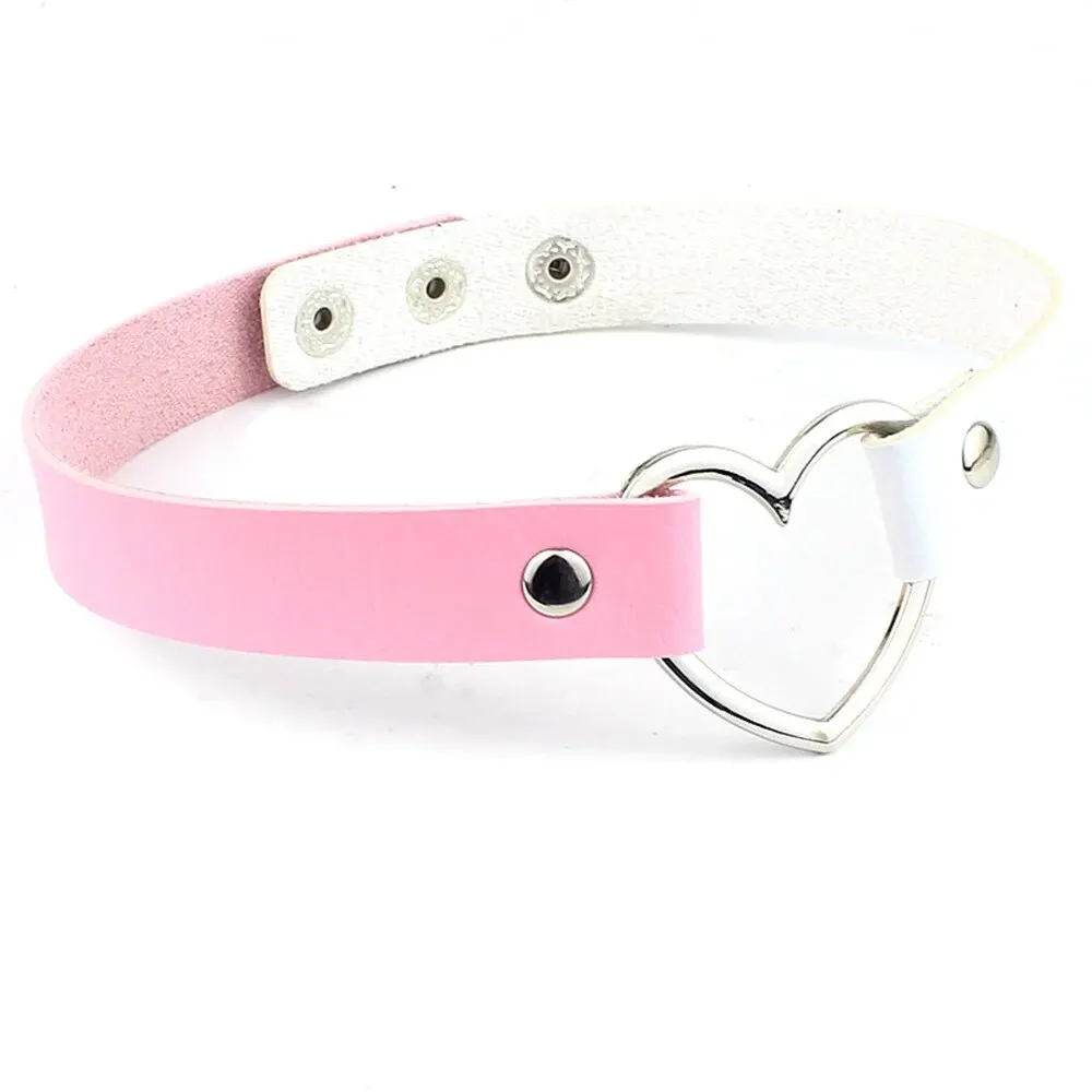 New PU Leather Heart Choker Necklace Women Girl Chock Necklaces Punk Statement Jewelry Collier Wedding Jewelry Gift