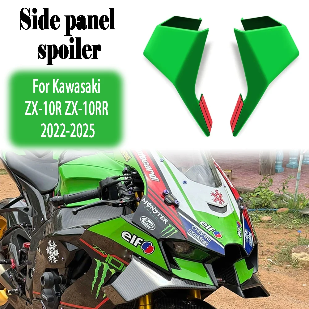 

For Kawasaki ZX-10R ZX10R ZX 10RR 2022-2025 Accessories Aerodynamic Winglet Spoiler Motorcycle Fairing front side Fixed Wing