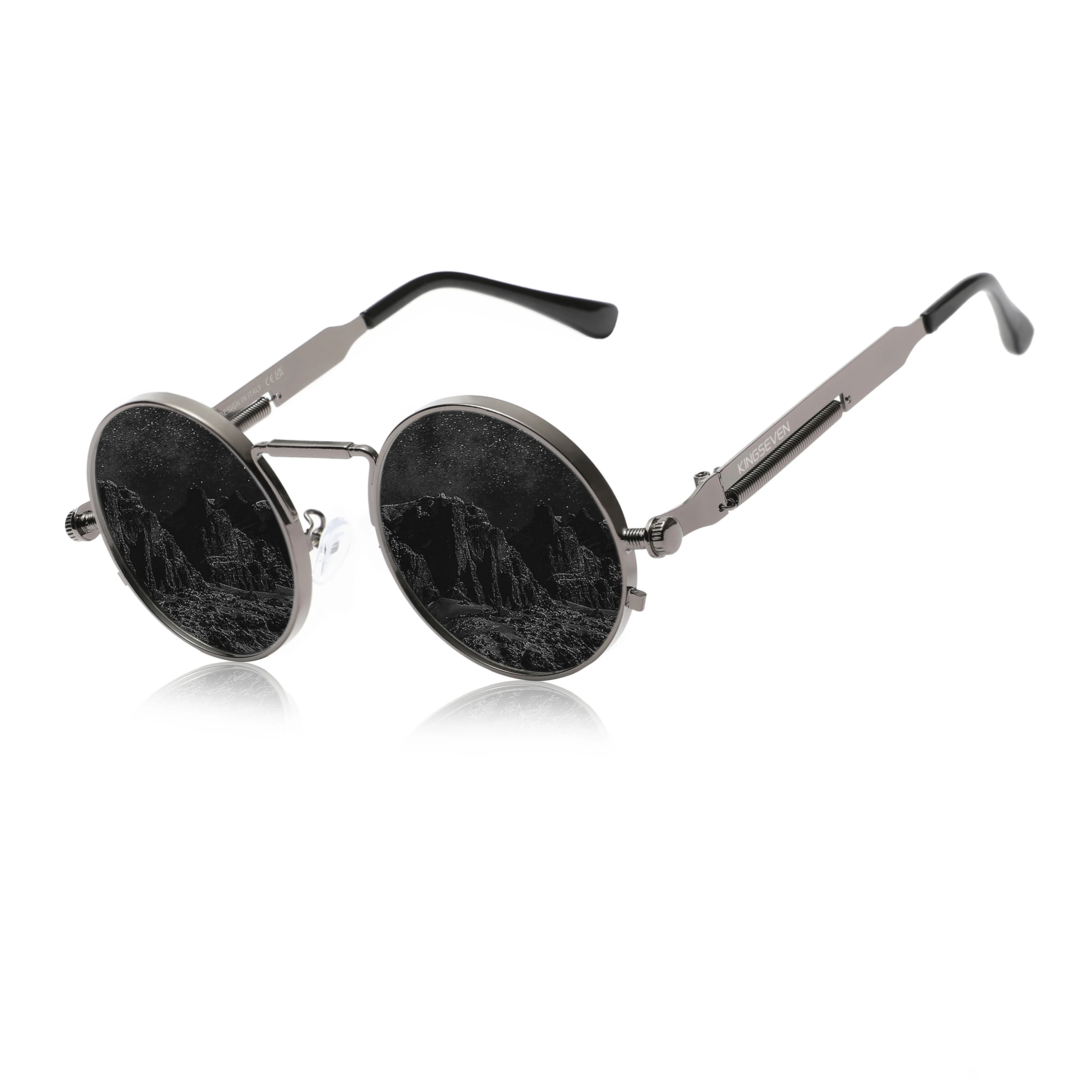 KINGSEVEN Ronde Zonnebril voor Mannen Gepolariseerde Steampunk Zonnebril Voor Vrouwen Vintage Stijl UV400 Brillen Accessoire Oculos