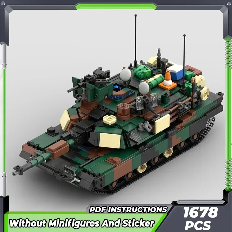 Moc Building Bricks Military Weapon Model M1A2 Abrams V2 Tank Technology Modular Block Gifts Toys For Children DIY Sets Assembly