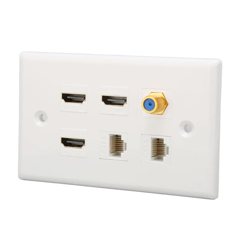 HD Multimedia Interface Wall Plate 6 Ports TV F Head CAT6 Network AV Wall Plate For Home