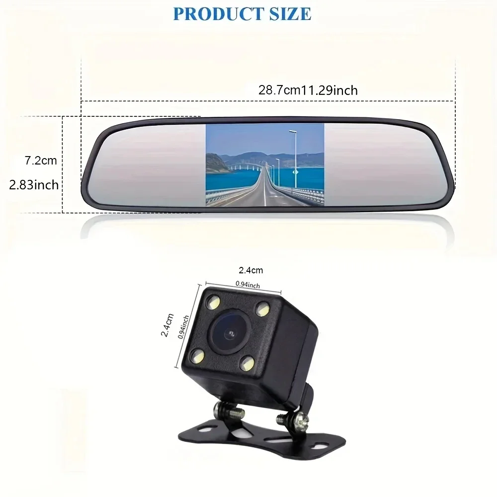 QueenDer 4.3 Inch Lcd Car Rearview Mirror Camera Reverse Backup Camera