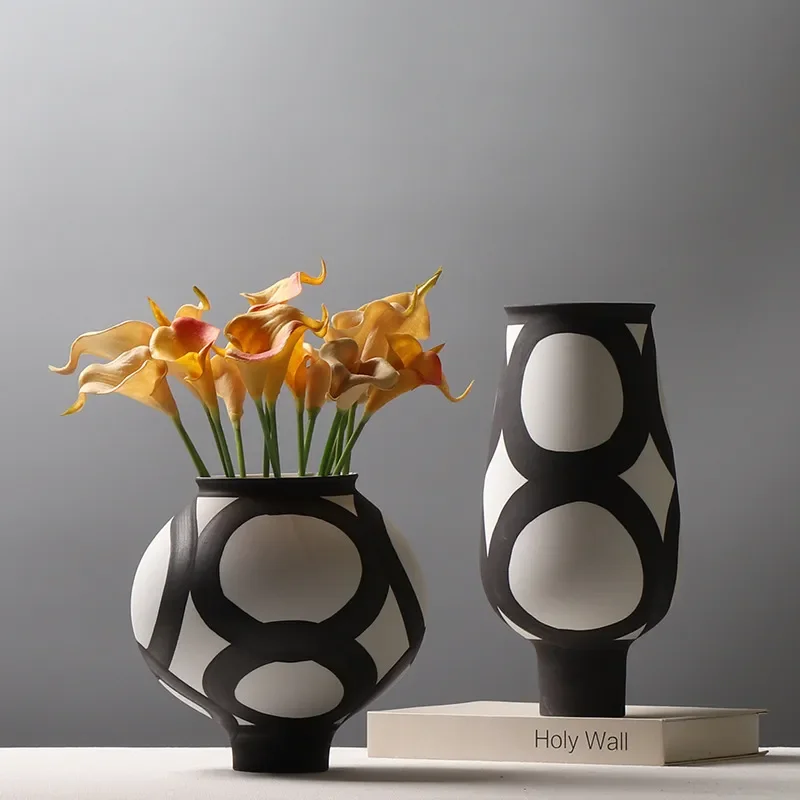 for Modern Simple Hand Painted Ceramic Vase Porch Desktop Art Flower Ware Home Model Room Flower Arrangement Ornament