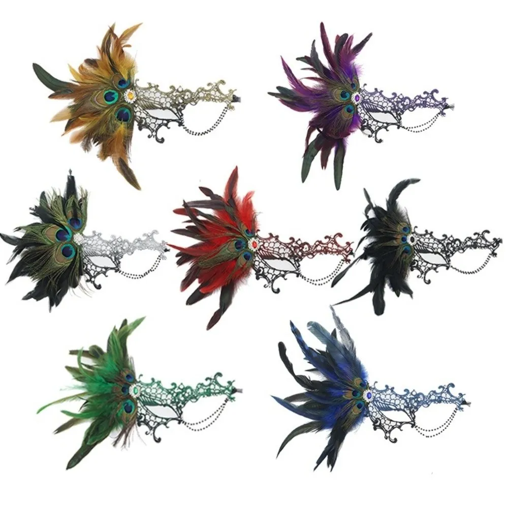 Feathers Design Half-Face Lace Mask Seductive Style Cosplay Masquerade Mask Fancy Prom Masquerade