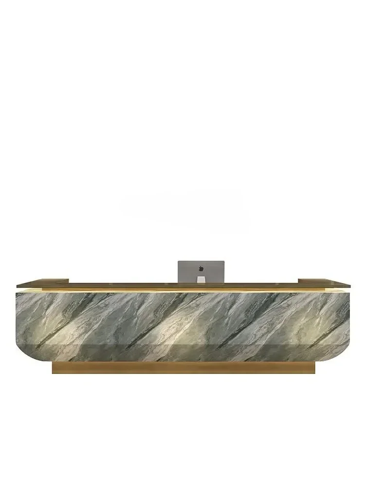 14 Company Front Desk Hotel Club Reception Desk Marble Paint Cashier Beauty Salon Marble Bar Counter