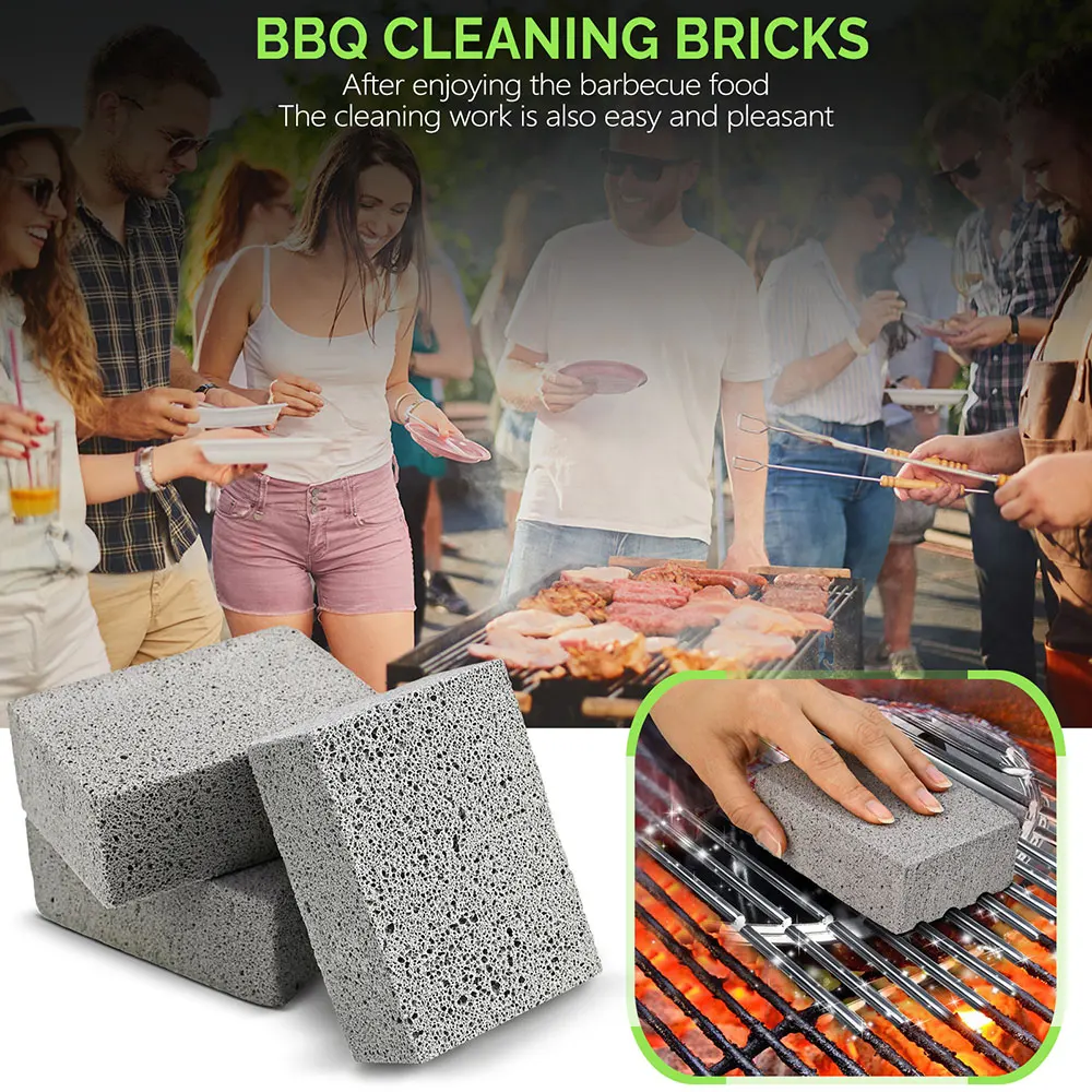 3Pcs Grill Cleaning Brick Grey Griddle Grills Cleaning Kit Block Pumice Stone for Home