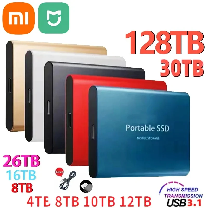 Xiaomi-Mijiaポータブル外付けモバイルハードドライブ,128テラバイト,64テラバイト,128テラバイト,SSD,高速,16テラバイト,8テラバイト,デスクトップ,ラップトップ,コンプ