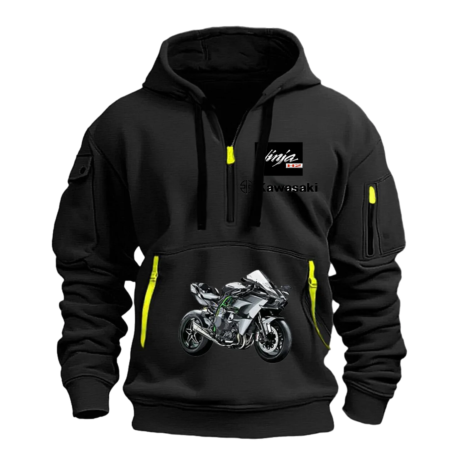 Kawasaki Extreme Sports Sweatshirt Motorcycle Uniform Oversized Hoodie High-quality Mens Clothing Racing Suit Hooded Zip-up