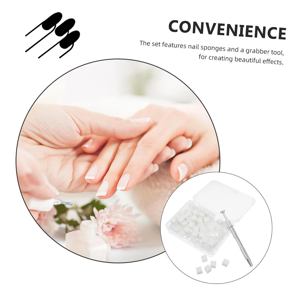 100Pcs Mini Soft Nail Sponge With Grabbing Pen Ombre Nail Art Brush Professional Manicure Painting Gradient Accessories Supplies