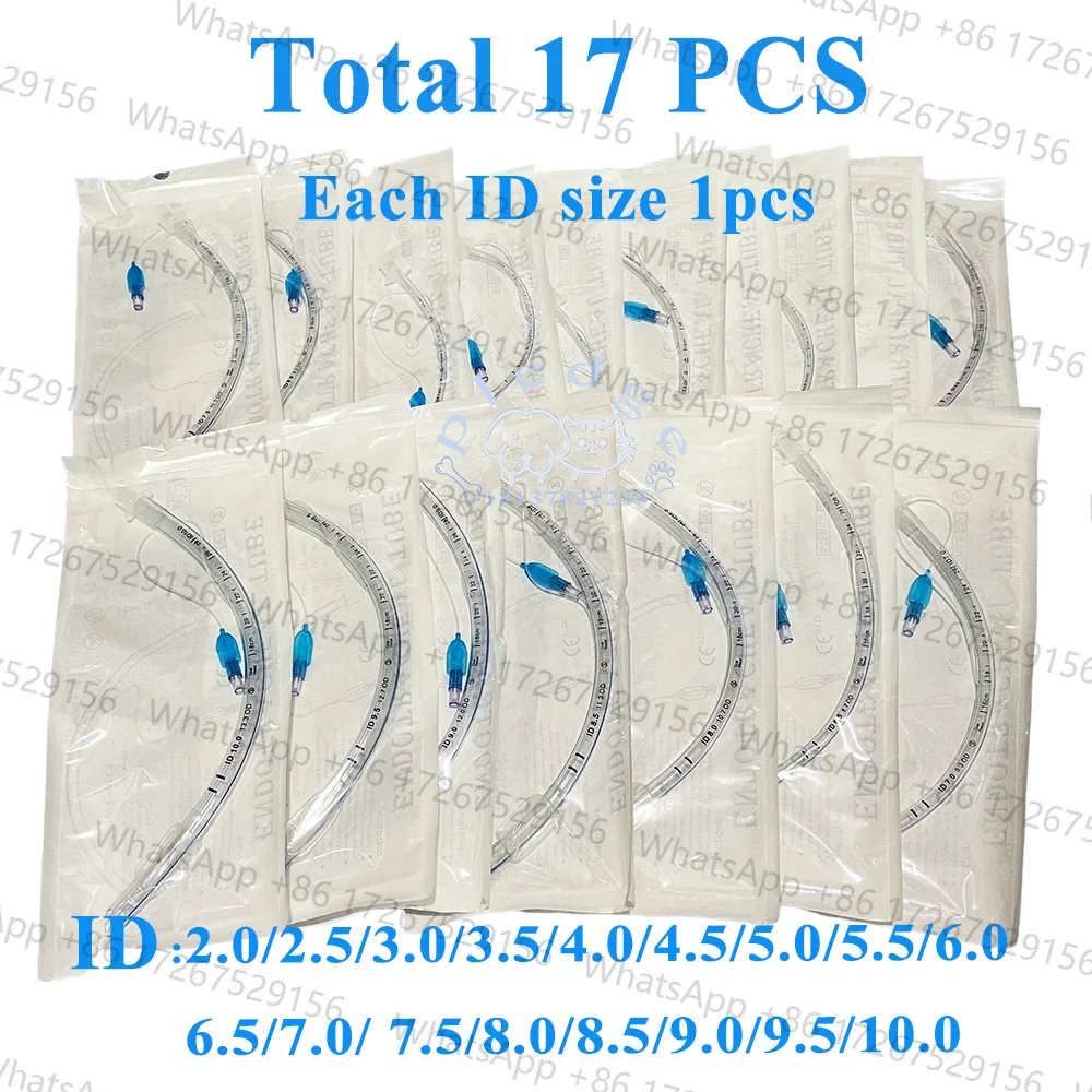 Applicable to8PCS/17PCS Pet Animals ET Tubes Disposable Pet Anesthesia Endotracheal Tube with Cuff for Surgical Intubation Medic