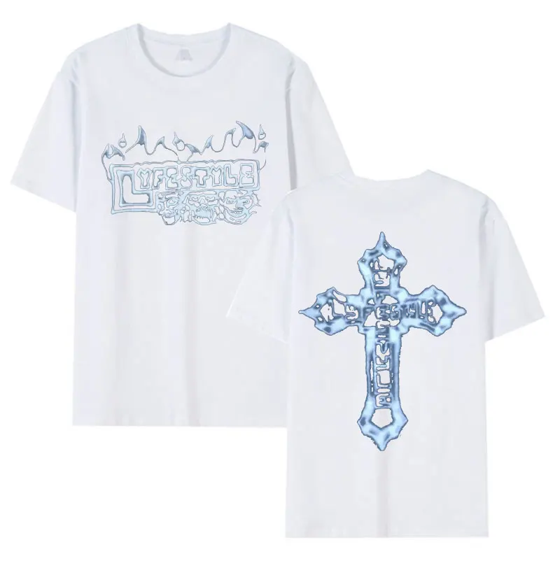 مغني الراب Yeat Lyfestyle الهيكل العظمي الجرافيك تي شيرت الرجال الهيب هوب القوطية تي شيرتات قصيرة الاكمام الرجعية المتضخم القطن تيز الشارع الشهير