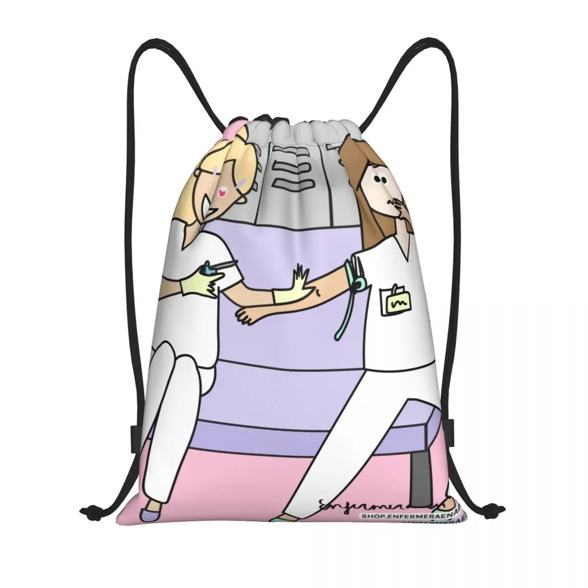 Custom Enfermera En Apuros Nurse Medicine Drawstring Backpack Bags Men Women Lightweight Gym Sports Sackpack Sacks for Traveling