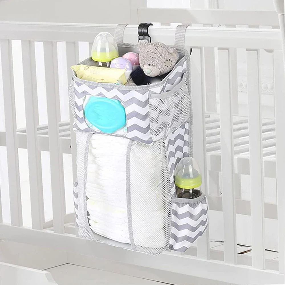 Baby Hanging Diaper Stacker Nursery Caddy Organizer Changing Table Diaper Organizer for Cribs Playard Baby Essentials Storage