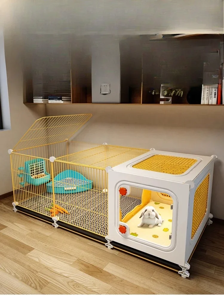 

ZY Large Domestic Rabbit Cage Independent Sleeping Area Household Indoor With Tray Guinea Pig Guinea Pig