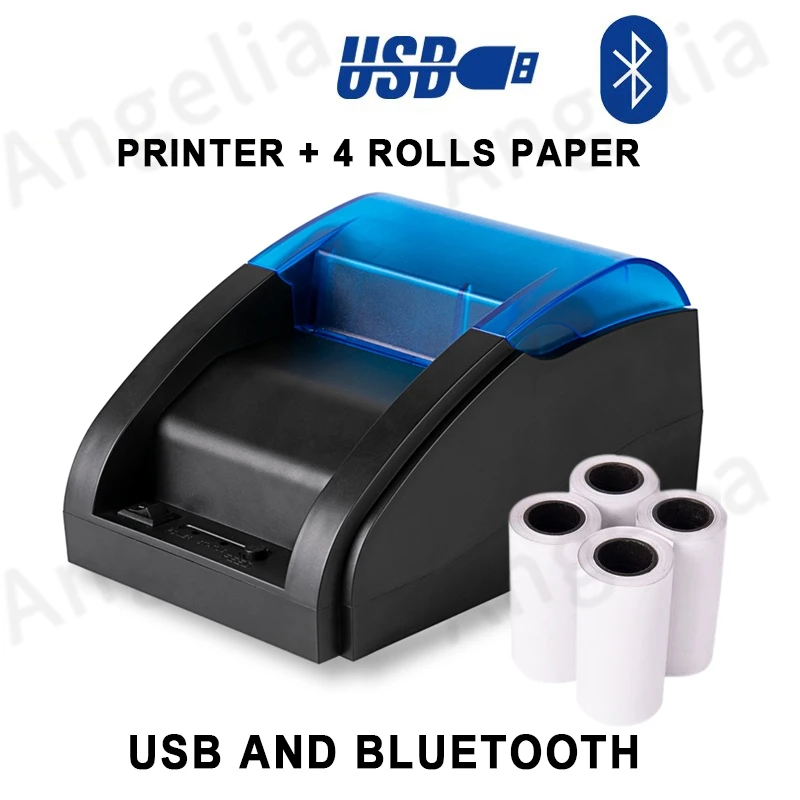 58MM Desktop POS USB Bluetooth Thermal Receipt Printer  Sales Shop Support Windows Android Mac System with High Speed Printing