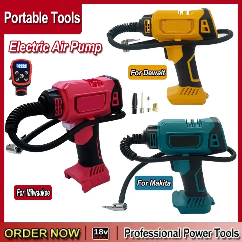 Fit Milwaukee Battery Cordless Electric Air Pump Car Tire Automatic Inflator Handheld Air Compressor for Dewalt/Makita Battery