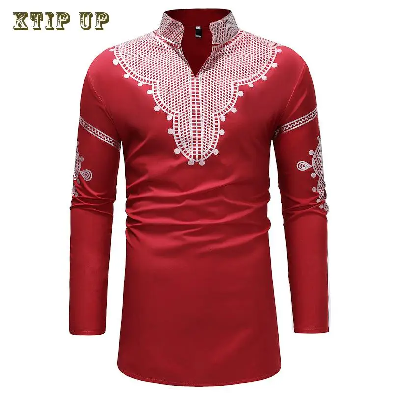 Africano dashiki camisa de manga longa para homens, roupas de manga longa, gola mandarim, muçulmano, muçulmano, muçulmano, novo