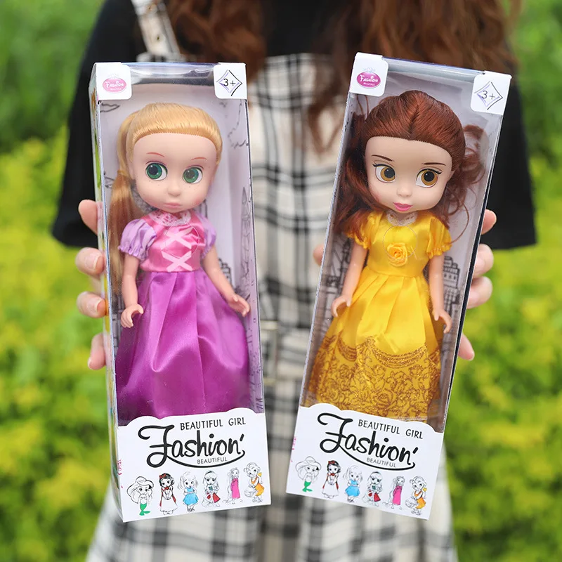 Disney Princess 6pcs/Set Anna Elsa Rapunzel Snow White Belle Salon Doll Girl Play House Toy Birthday Gift Bedroom Decoration