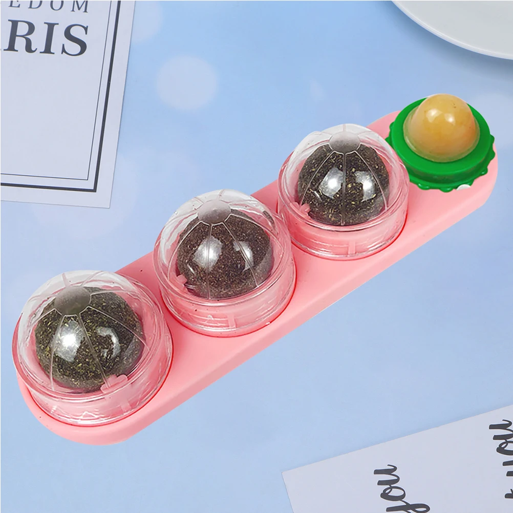 

Natural Cat Mint Balls 4 In 1 Catnip Ball Pet Chew Balls Kitten Dental Health Relaxing For Cats Cat Chew