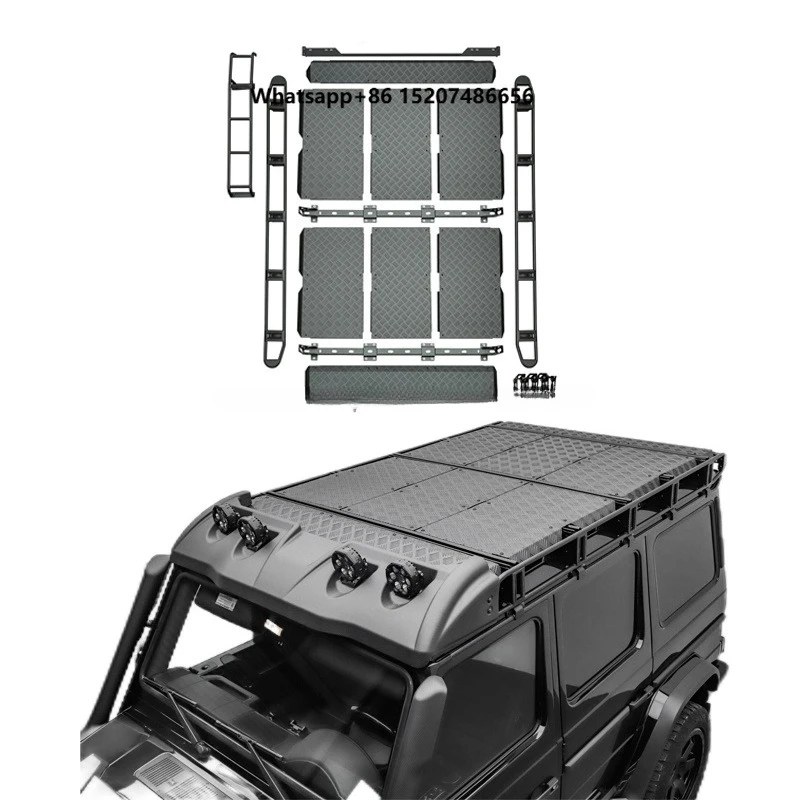 Car Roof Rack for Mercedes G Class W463 G63 G55 G500 G350 Off Road Luggage Rack with Rear Ladder Stainless Steel Parts Exterior