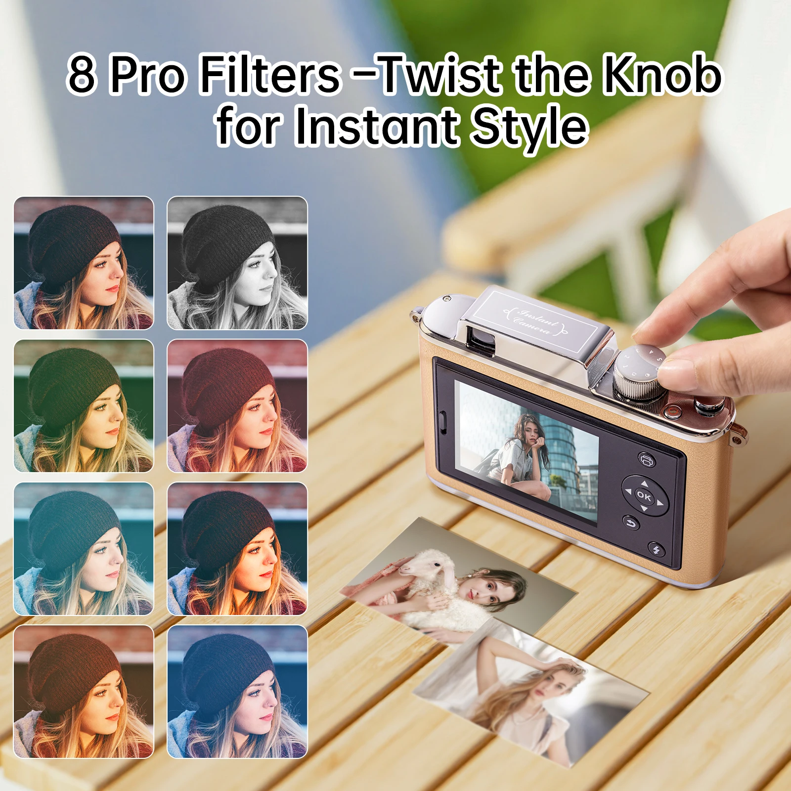 HPRT Z2 インスタント カメラ ステップ インスタント フォト プリンター - Zink 2x3 インチ、AR ビデオ印刷をサポート - カーキ、ヴィンテージ写真スタイル