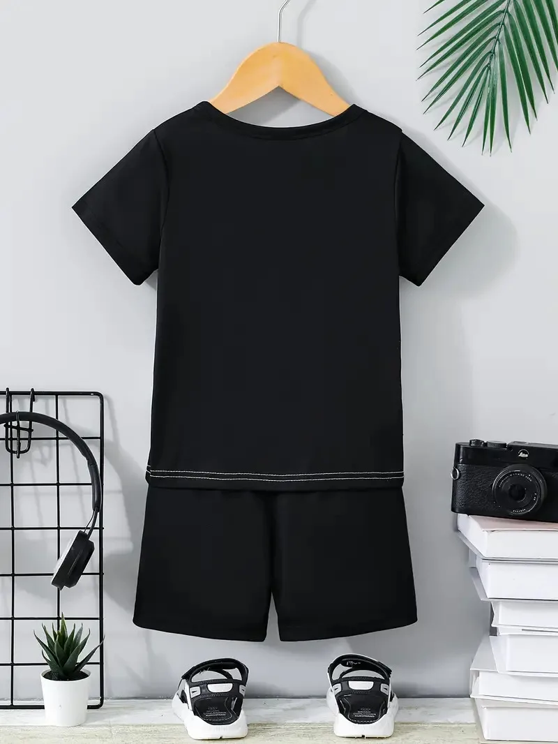 Summer children\'s boys clothes color matching T-shirts and shorts 2-piece set baby girls short-sleeved tops and bottoms