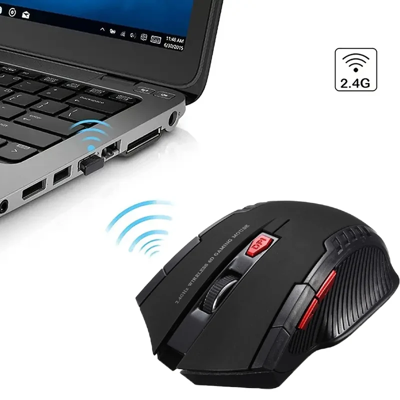 ماوس لاسلكي 2.4G لألعاب الكمبيوتر المحمول ماوس كمبيوتر مريح لاسلكي مع جهاز استقبال USB 1600 ديسيبل متوحد الخواص 6 أزرار الفئران البصرية المحمولة