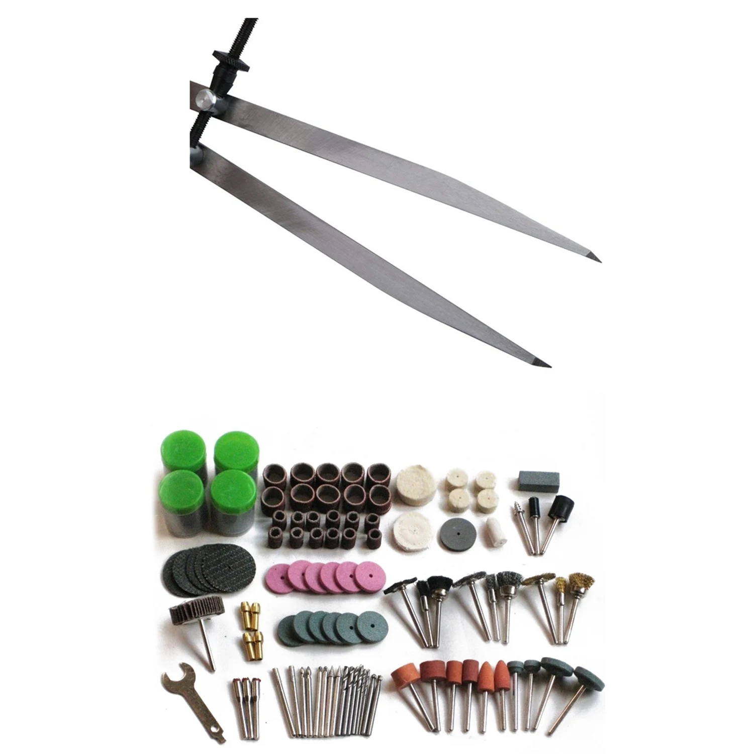 AT02-147 Pcs Bit Set Suit Mini Drill Rotary Tool & Fit Dremel Grinding & 3X Spring Inside Outside Divider Caliper Set 8-Inch