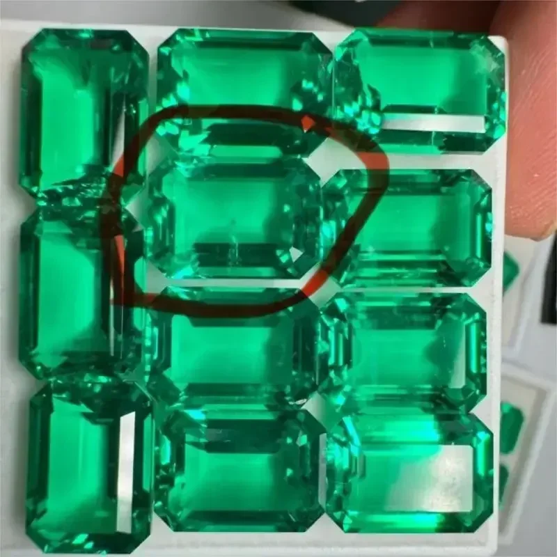 Lab Grown Emerald Stones Hand-cut Hydrothermal with Inclusion Emeralds 10x14mm Gemstone for Diy Jewelry Making