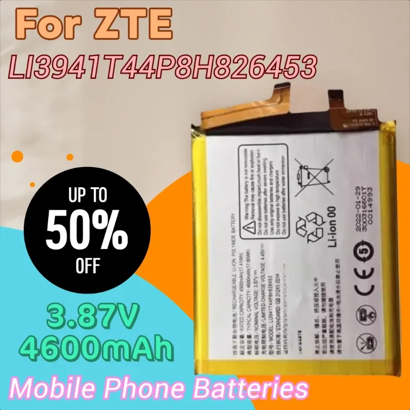 

100% новый высококачественный аккумулятор для телефона LI3941T44P8H826453 3,87 В 4600 мАч для ZTE Axon 30 Ultra 5G A30Ultra 31 Ultra A2022P 826453