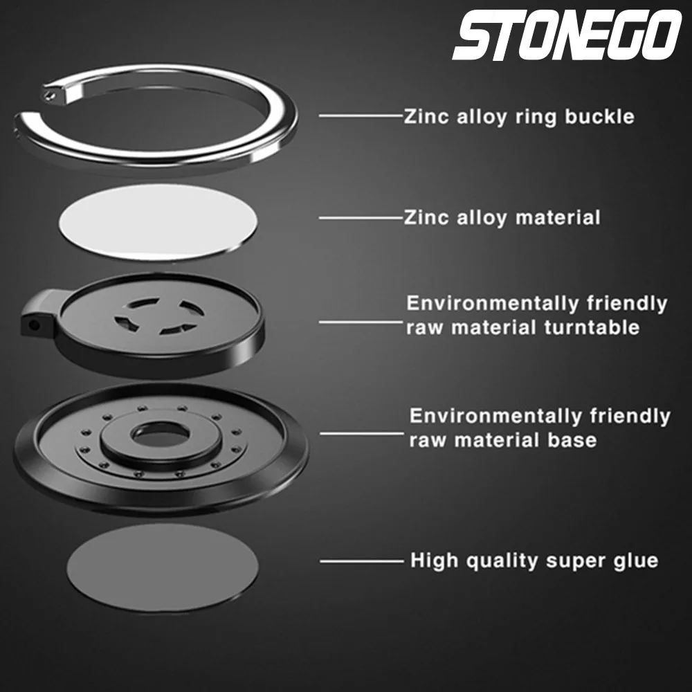 STONEGO-Anillo de Metal Universal para teléfono móvil, soporte magnético para coche, 1 unidad/2 piezas