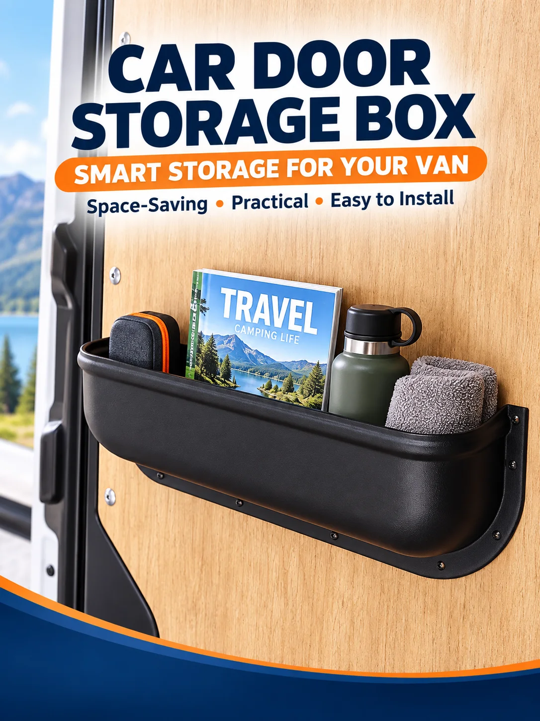 Aufbewahrungsbox für Autotürgriffe, universelle Organizer-Ablage für die Türverkleidung und Armlehne, geeignet für Transporter und Wohnmobile, Innenraum-Autozubehör. – Detail 2