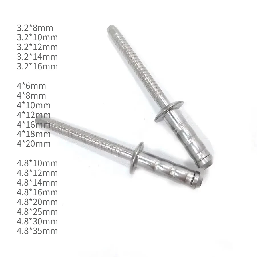 Stainless Steel Multigrip Blind Rivets Dome Head Blind Rivet Fastener For Construction SUS304 50pcs Multi-Drum Dome Head Rivet