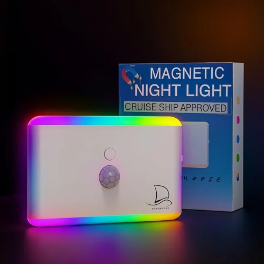 Motion Sensor Magnetic Night Light for Cruise Ship Cabin with Mood-Based Color Selection - Dimmable Brightness, Rechargeable Ba