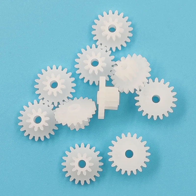 20102B 0.5M Double Layer Gears 20 Teeth+ 10 Tooth 2mm Loose Plastic Gear Parts Toy Accessories 10pcs/lot