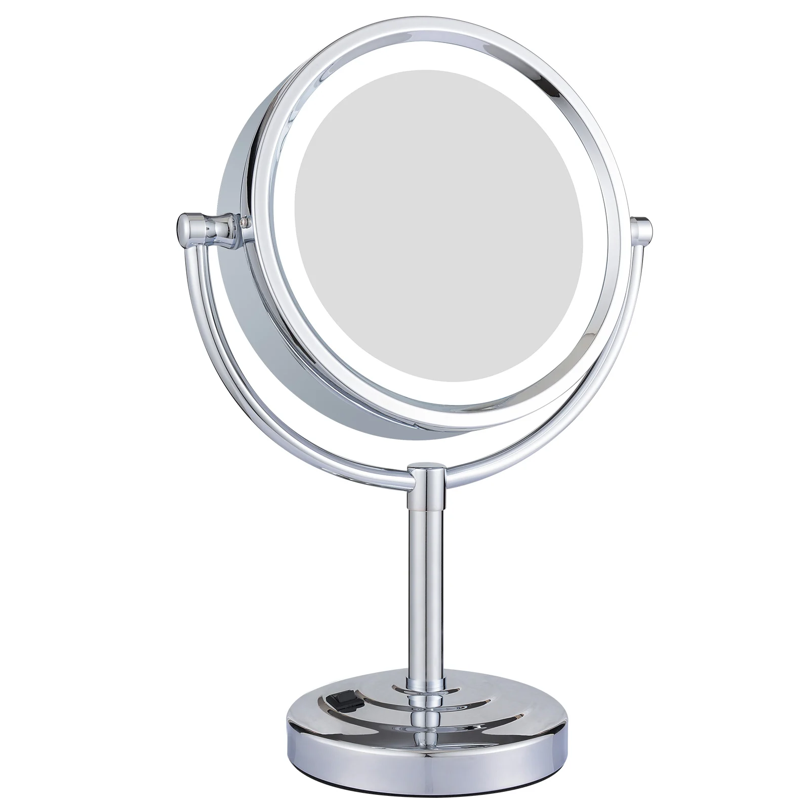 GURUN 8.5 Inch Tabletop LED Lighted Makeup Mirror with 10x Magnification Double Sided Vanity Mirror Plug Power Chrome Finish