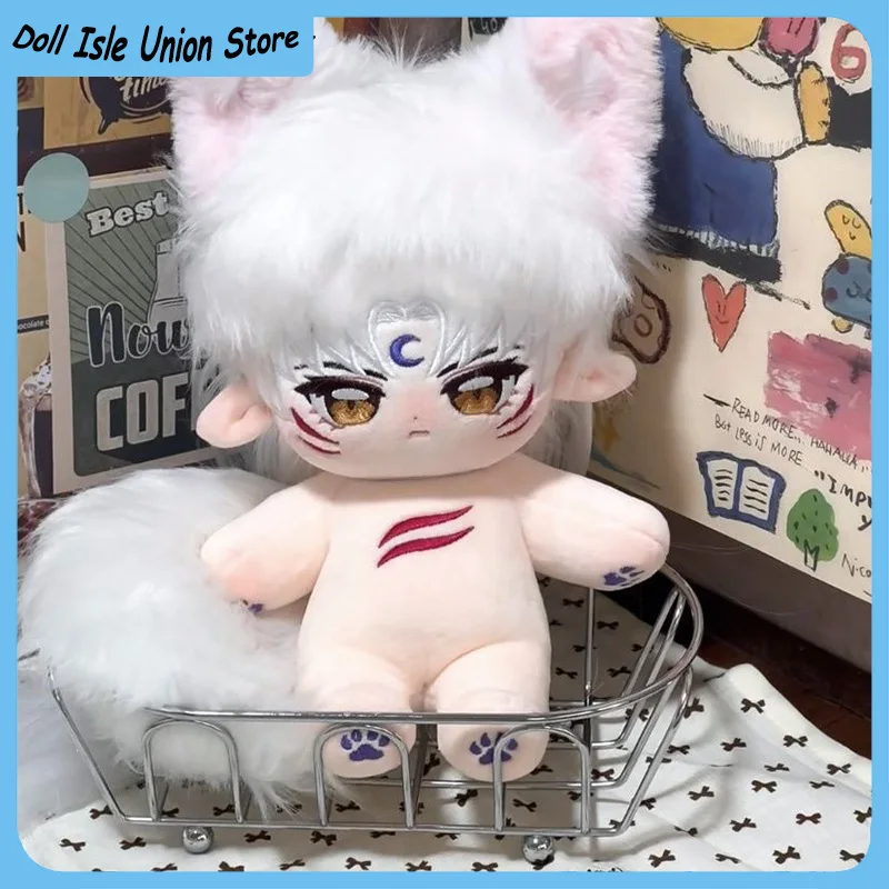 

Sesshoumaru Inuyasha 20cm Handsome Anime Fox Ear Tail Cotton Doll Plush Body Cosplay Cartoon Toys DIY Dress Up Figurine