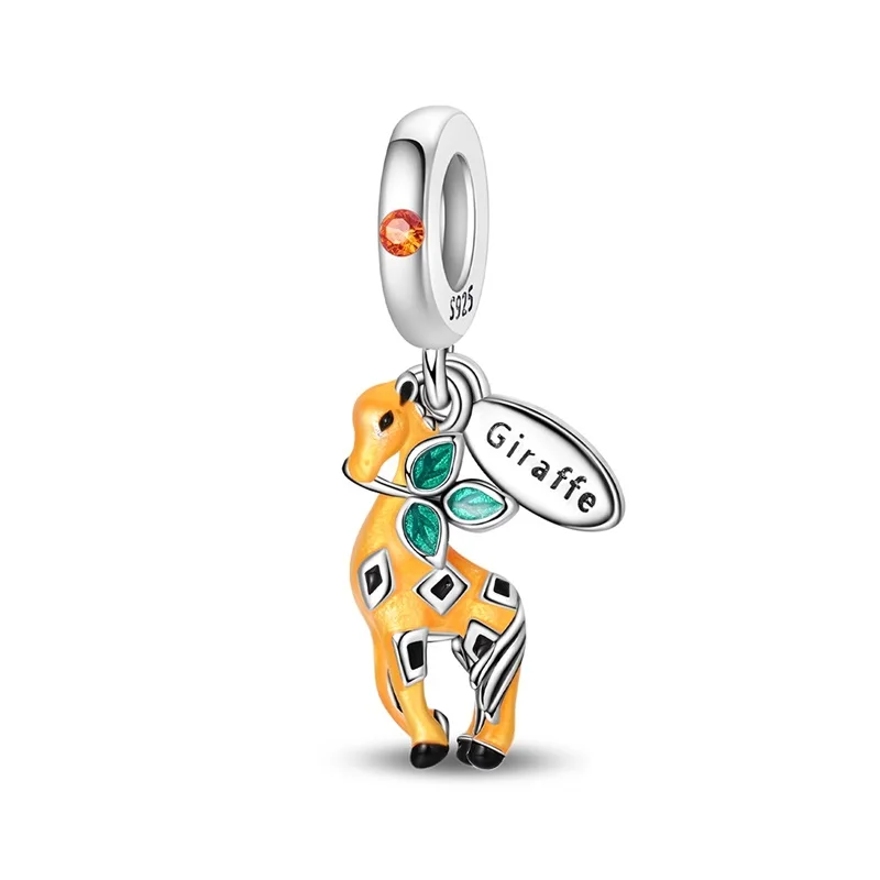 Fit DIY 925 Original Bracelets Giraffes Stroll Through Time 925 Silver CZ Zircon Charms Pendant DIY Anniversary Jewelry Gifts
