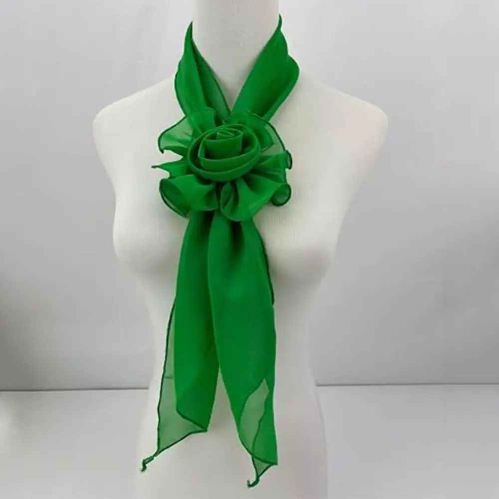 Trendy Chiffon Long Floral Scarf Soft Elegant Silk Rose Scarf Solid Color Lightweight Women’s Neck Scarf Women Accessory