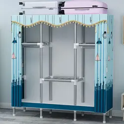 Foldable Simple Fabric Wardrobes Household Bedroom Steel Frame Storage Cabinets Wardrobe Rental Room Sturdy and Durable Cabinet