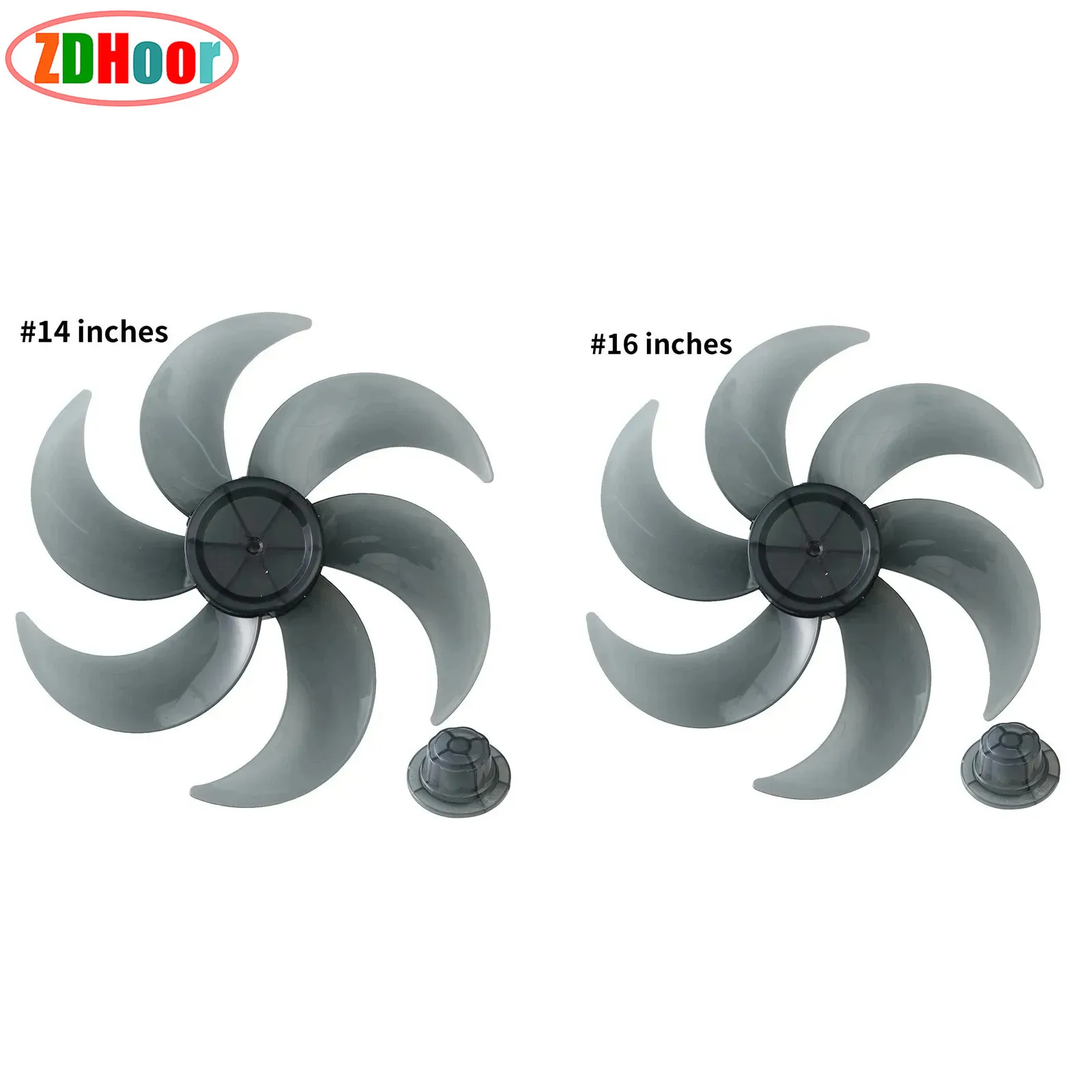 

14/16 Inch 5/6 Leaves Plastic Household Fan Blades with Nut Cover for Standing Pedestal Fan Table Fanner General Accessories